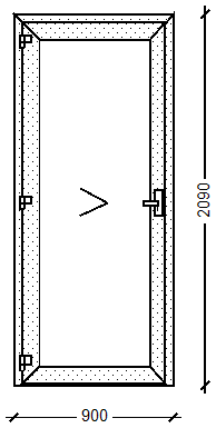 Дверь открывание наружу, Alt W72, Дверная фурнитура, 2090х900, Покраска по RAL, Покраска по RAL