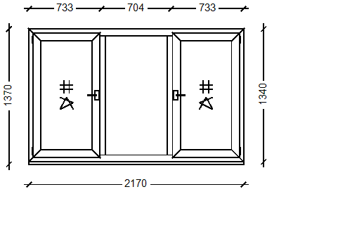 ПластКом СТАНДАРТ: Окно, Ivaper 62 мм, Siegenia Titan, 1340х2170, Белый, Белый